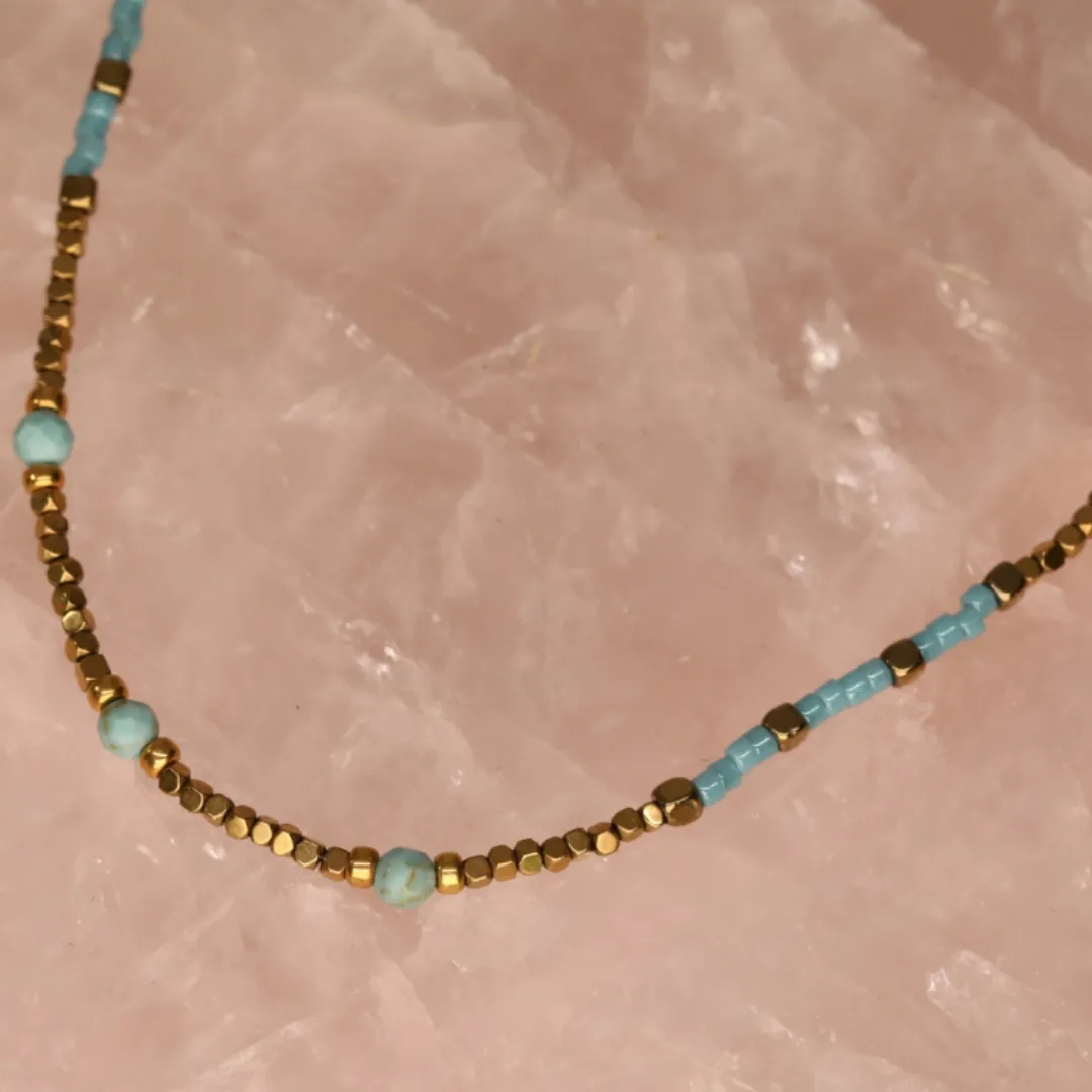 Turquoise and Miyuki Bead Necklace