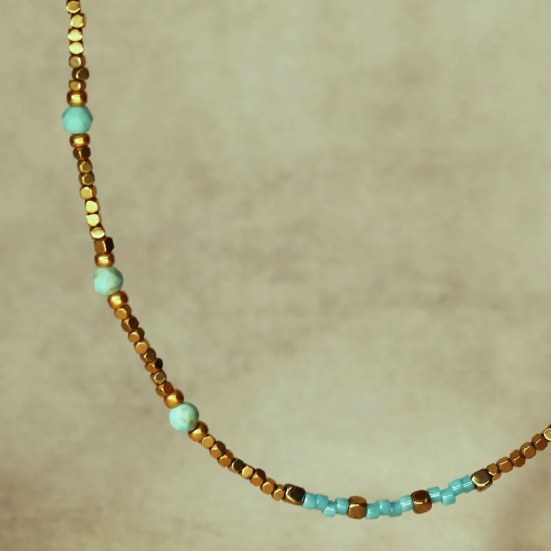 Turquoise and Miyuki Bead Necklace