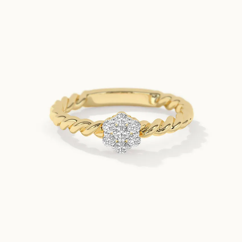 Twisted Floral Diamond Ring