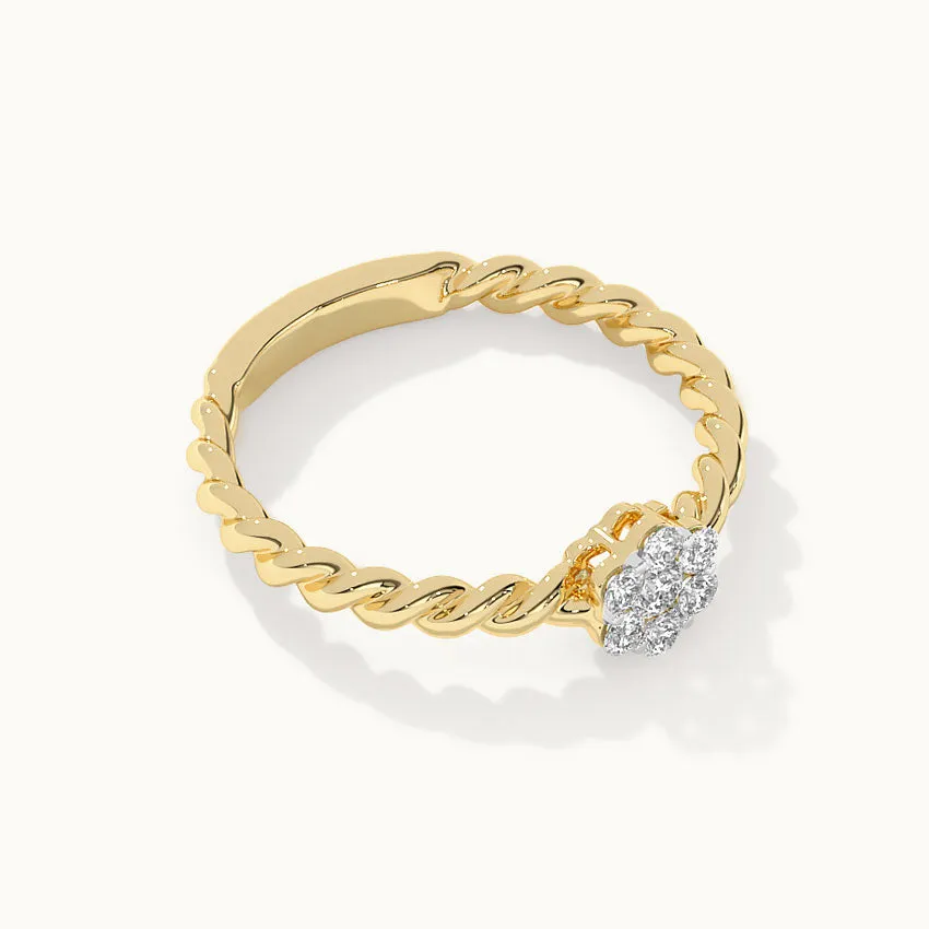 Twisted Floral Diamond Ring