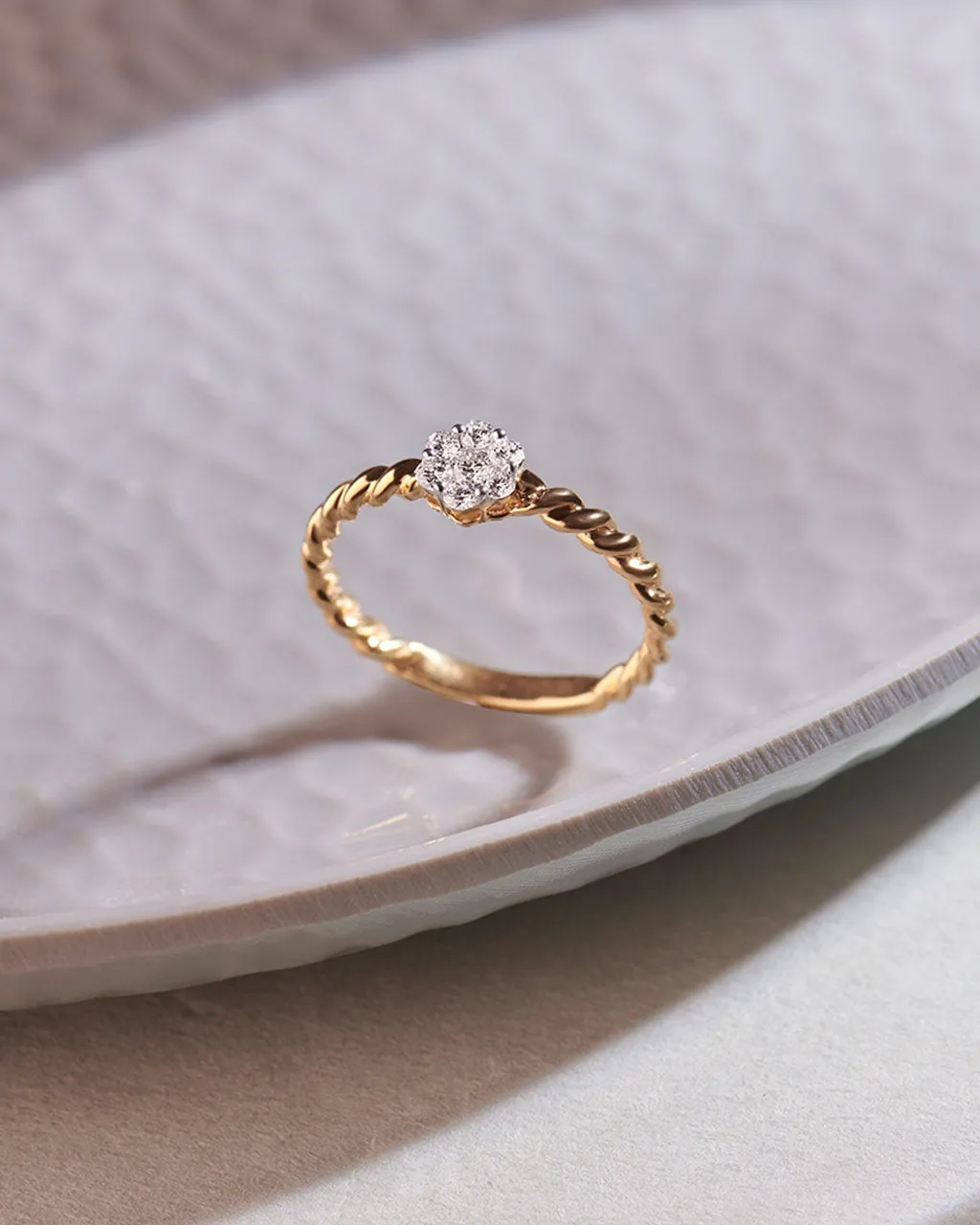 Twisted Floral Diamond Ring