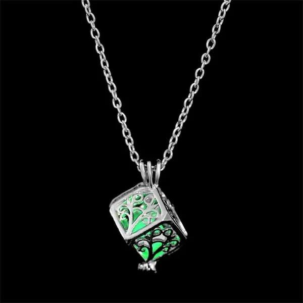 Vienkim  In The Dark Stone Luminous Pendant Crystal Hollow Heart Pendants Necklaces For Women Men