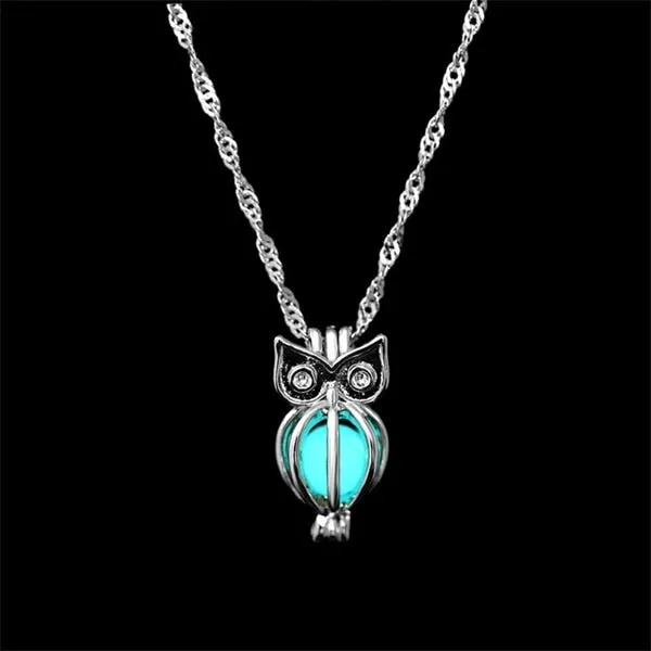 Vienkim  In The Dark Stone Luminous Pendant Crystal Hollow Heart Pendants Necklaces For Women Men