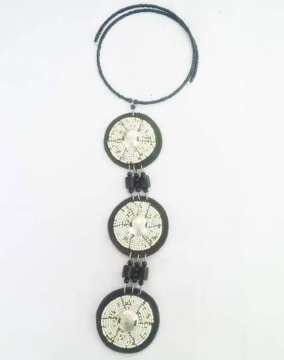 White and black long beaded handmade masaai masai maasai necklace with free shipping