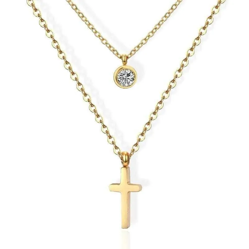 Women's Christian Necklace <br> Choker Diamond (Golden)